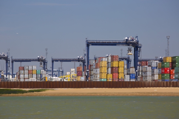 Container storage at major international dockside terminal