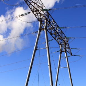 An electrical pylon against blue sky