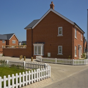 A new housing development nearing completion