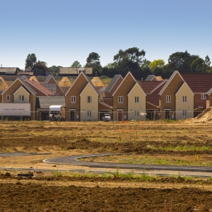 A new development of very small, tightly packed houses