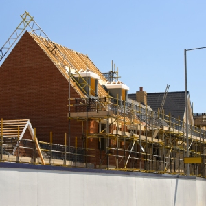 A new housing development nearing completion