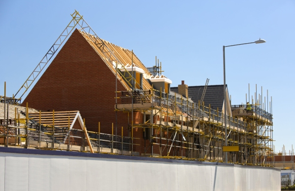 A new housing development nearing completion