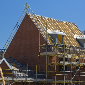 A new house about to have the roof completed