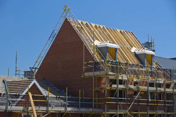 A new house about to have the roof completed