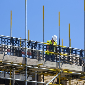 A bricklayer at work