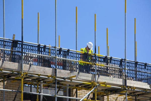 A bricklayer at work