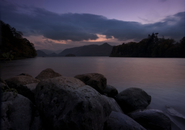 Derwentwater from Keswick in the evening