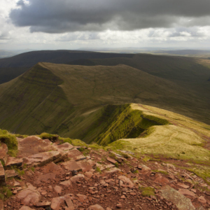 A view from the top of Pen Y Fan in the brecon beacons, looking east