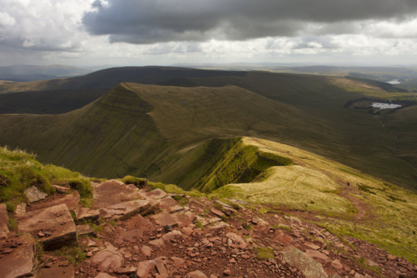 A view from the top of Pen Y Fan in the brecon beacons, looking east