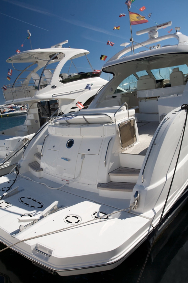 Luxury yachts at moorings