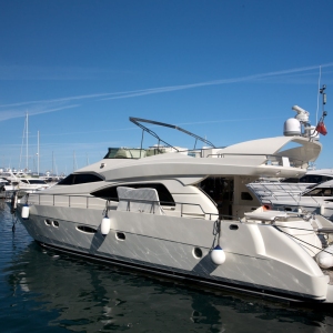 Boats moored at the marina in Puerto Banus