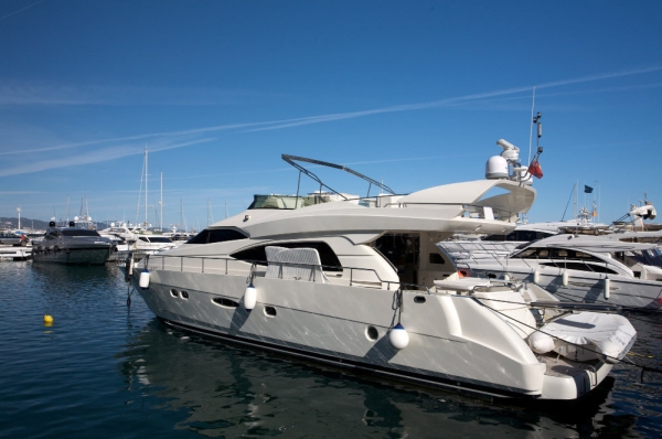 Boats moored at the marina in Puerto Banus