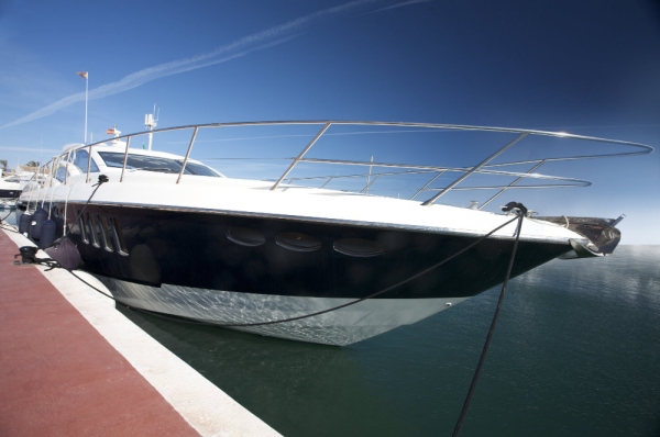 Sleek yacht at the moorings