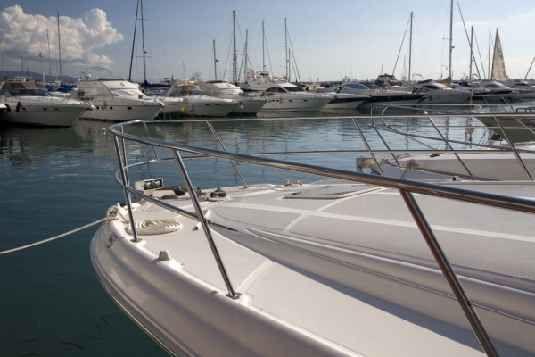 Luxury yachts moored in the marina at Puerto Banus, Spain