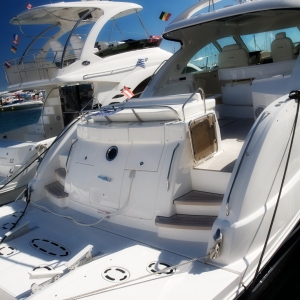 Luxury yachts at anchor in the marina at Puerto Banus, Spain