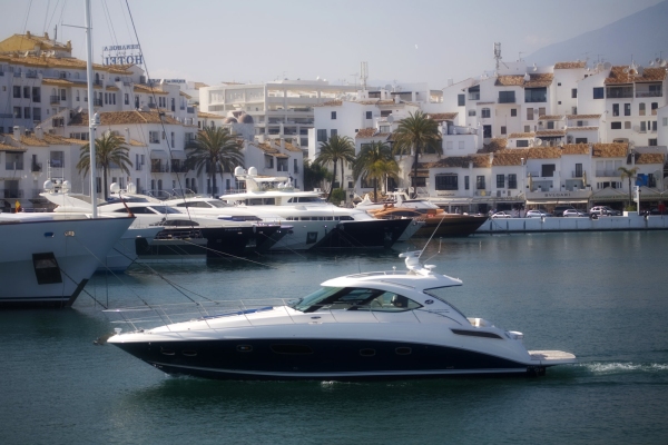 A luxury cruiser in the harbour at Puerto Banus