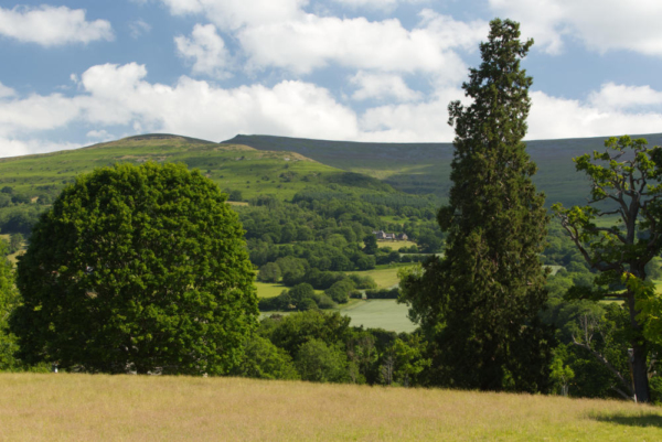 Welsh countryside, with distant mountains