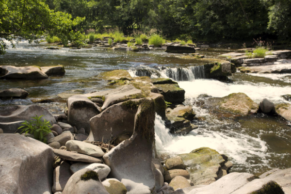 The rocky River Usk in South Wales