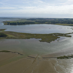 Coastal mudflats on the River Alde estuary near Orford in Suffolk