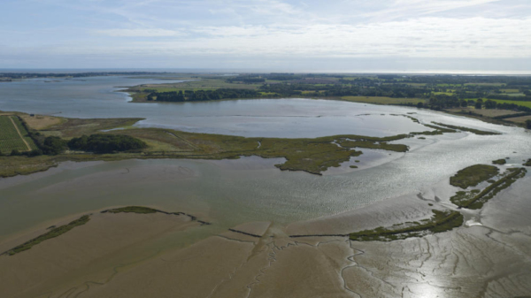 Coastal mudflats on the River Alde estuary near Orford in Suffolk