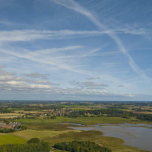 An aerial photo of Snape Maltings in Suffolk