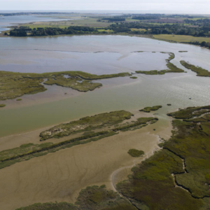 Coastal mudflats on the River Alde estuary near Orford in Suffolk