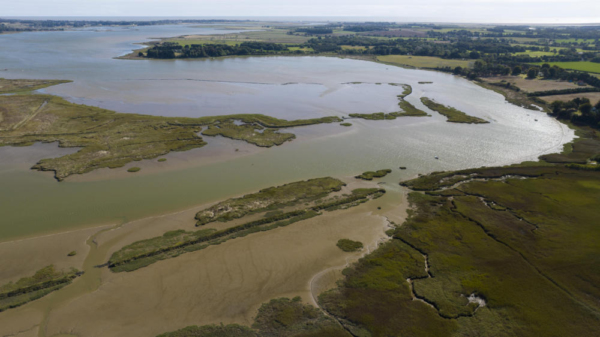 Coastal mudflats on the River Alde estuary near Orford in Suffolk