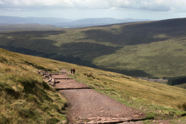 Walking on Pen-Y-Fan in the Brecon Beacons in South Wales