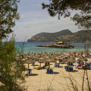 A view of the beach at Port de Mar, Majorca